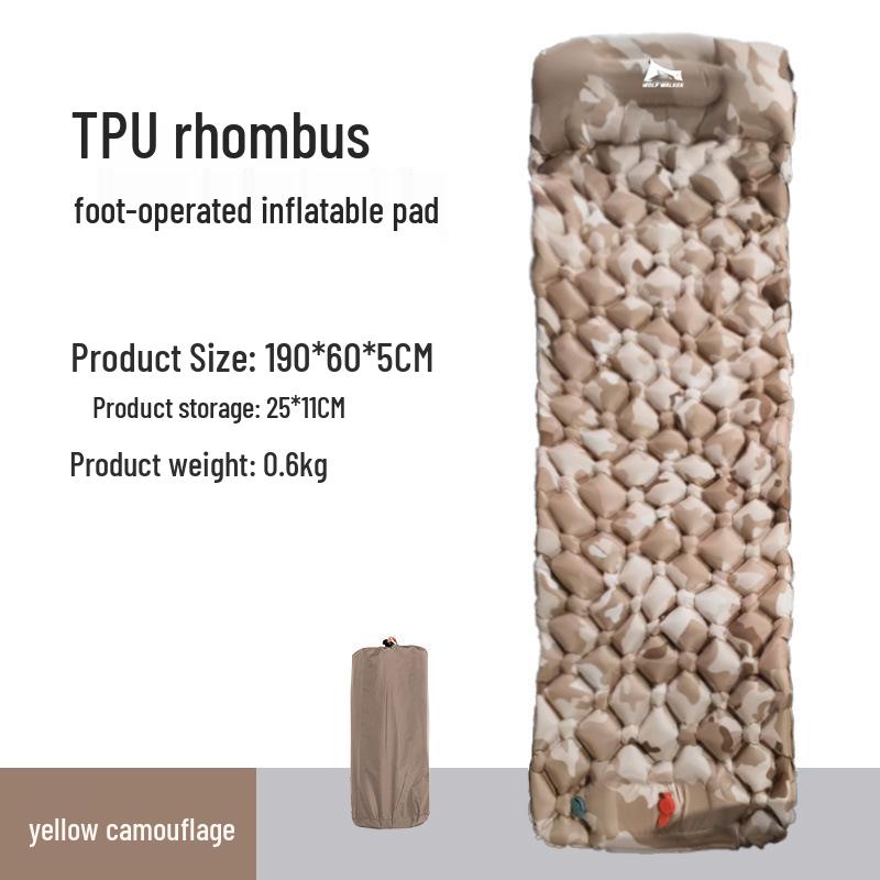 TPU Inflatable Foot-Pumped Camping Pad: Lightweight Outdoor Air Mattress, Moisture-Proof for Mountaineering and Naps