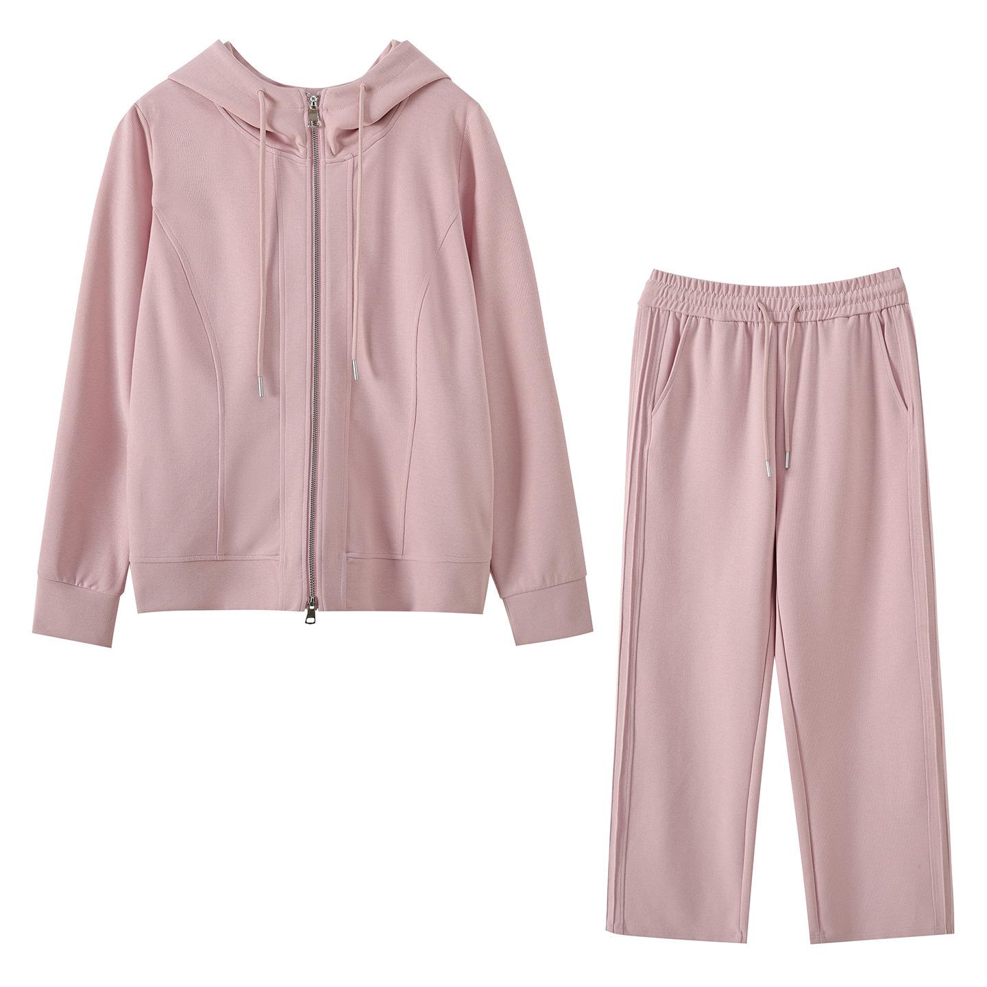 

Zhi Xuan 2026 Spring Plus Size Hooded Casual Two-Piece Set for Women 4XL (191-220 Jin) розовый