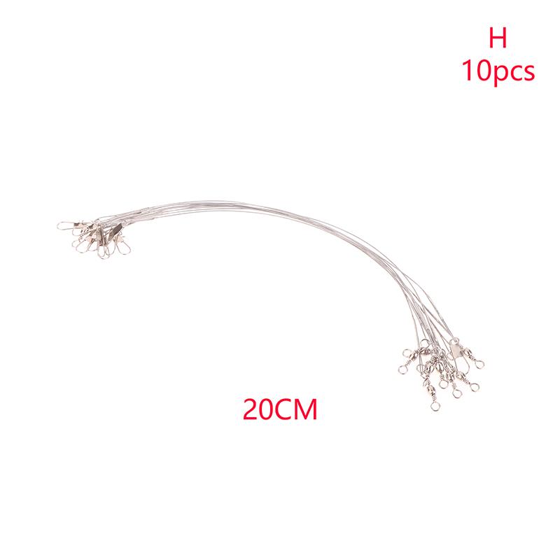 10Pcs 10/15/20/25/30Cm Anti-Bite Steel Wire Leash Lure Fishhook Line Trace Wire Leader With Swivel Fishing Lure Accessories