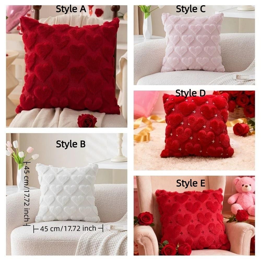 45*45 CM Heart Plush Pillow Cover Soft Throw Pillow Cover Embroidery Pillowcase  Gift