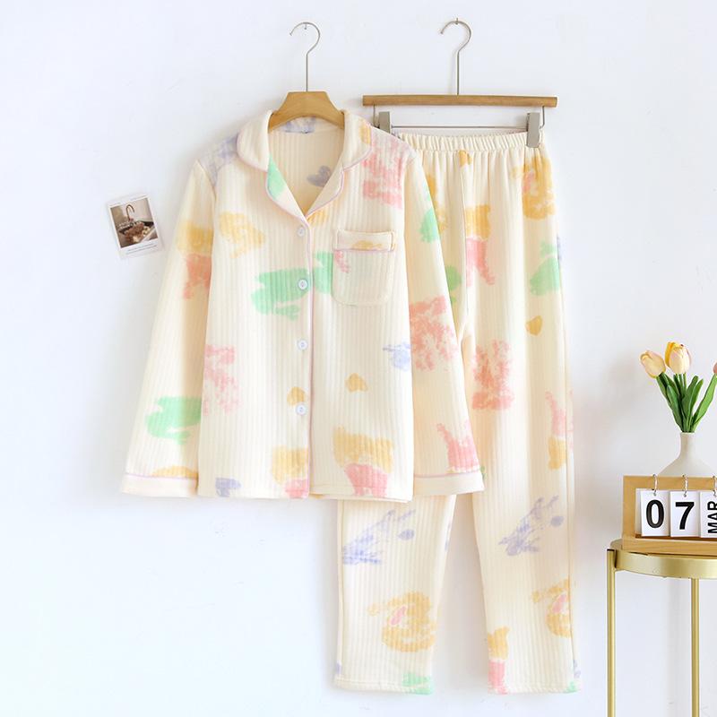 Japońskie spodnie z długimi rękawami na jesień i zimę w nowym stylu, czysta bawełniana bawełna, ciepłe damskie piżamy, bielizna nocna do użytku domowego