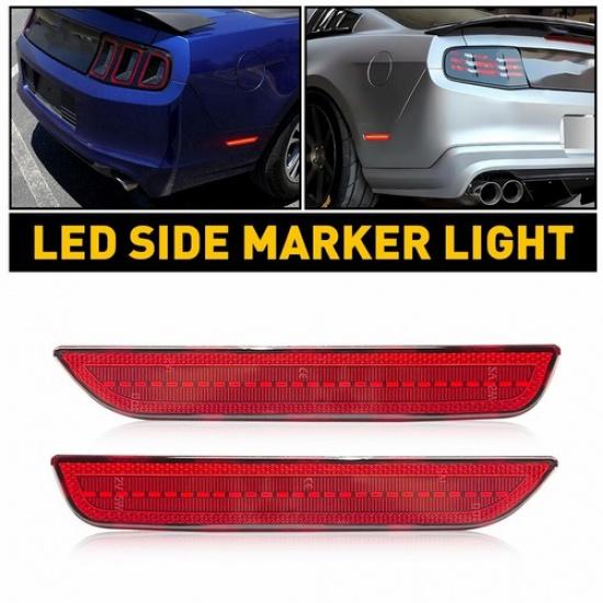 For 2010-2014 Ford Mustang Smoked Lens Front & Rear LED Side Marker Lights 4PCS