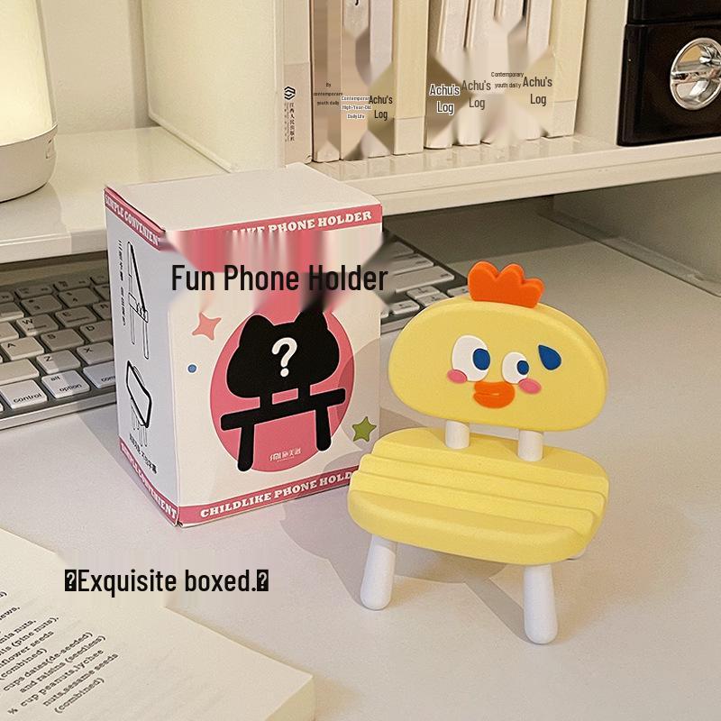 Cute Animal Desk Phone Holder - Creative Puppy, Chick, Rabbit Ornaments with Soft Rubber Chair