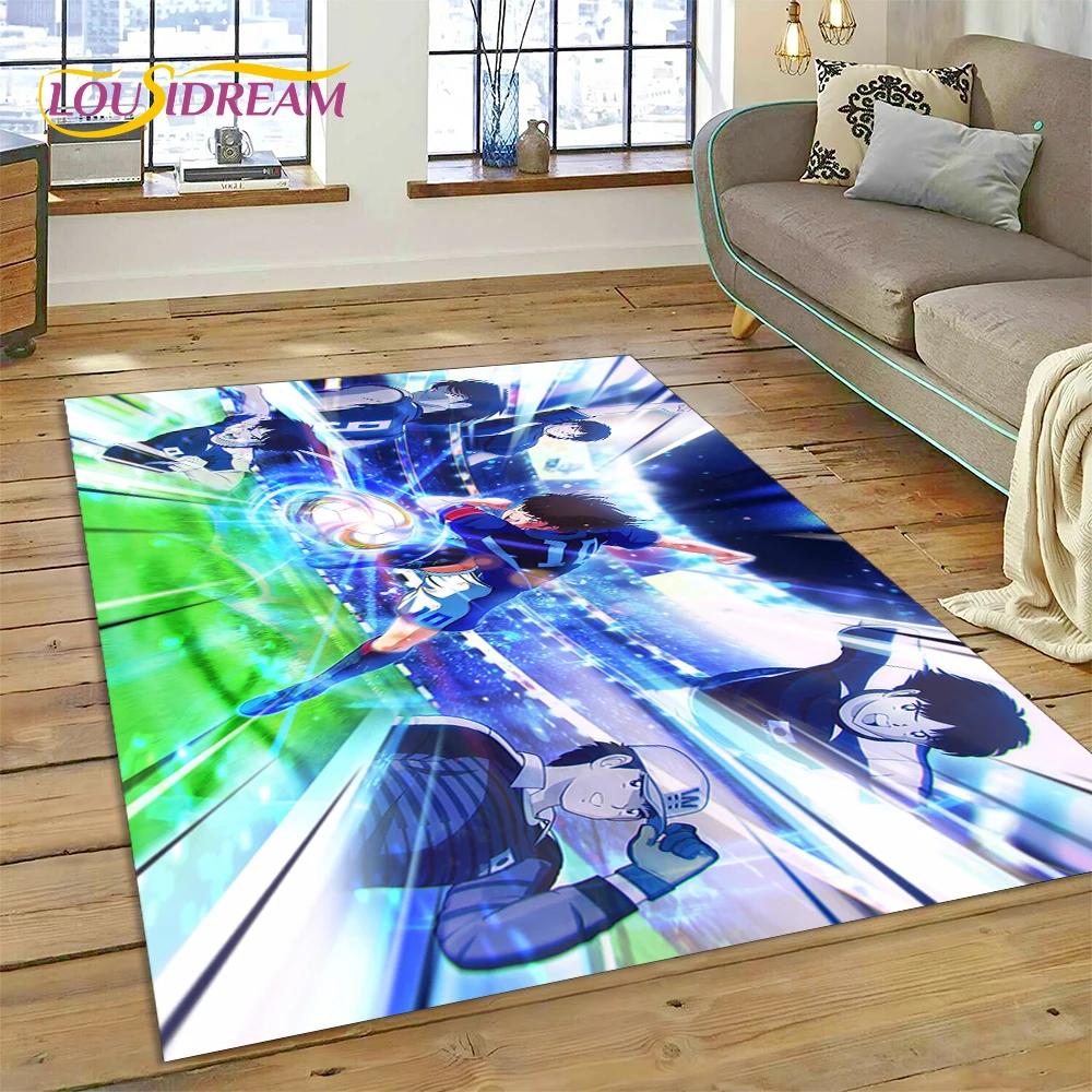 3D Cartoon Captain Tsubasa Fußballteppich für Schlafzimmer Wohnzimmer Heimsofa Dekoration, Kinderspiel Große Dekor Bodenmatte