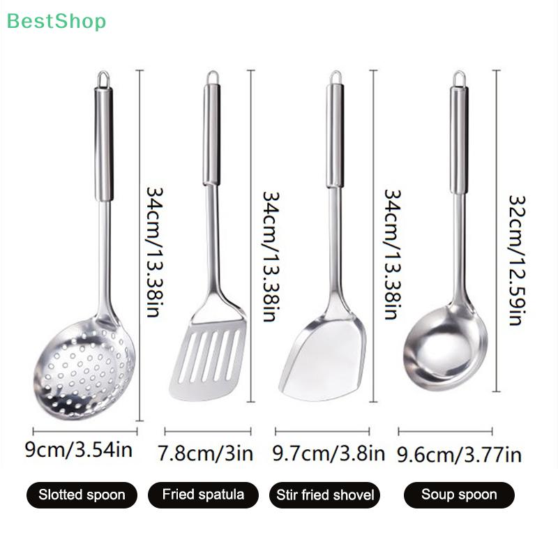 Stainless Steel Kitchenware Six-piece Set: Spatula,Soup Ladle,Slotted Spoon,And Frying Spatula