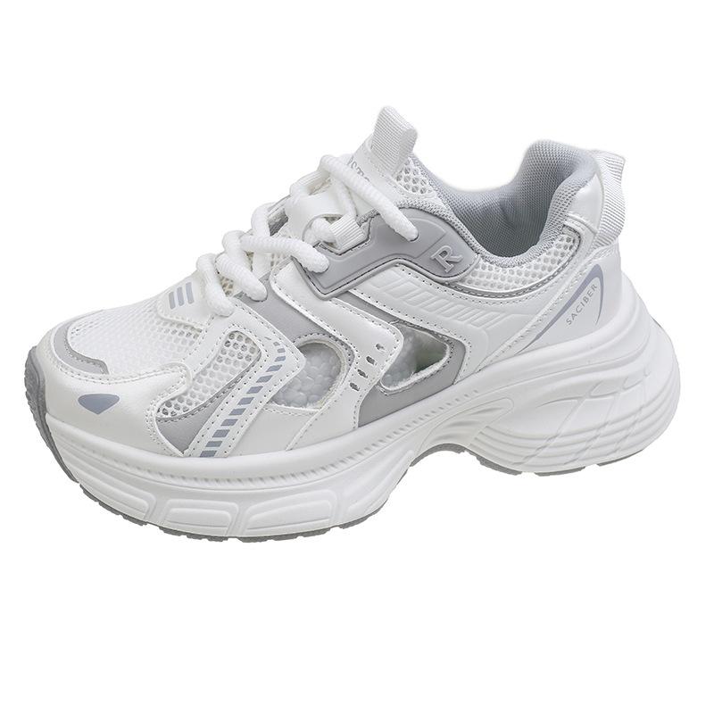 

Thick-soled hole shoes Hollow mesh breathable summer thick-soled dad shoes women s 2025 new casual height-increasing sports shoes 40 білий