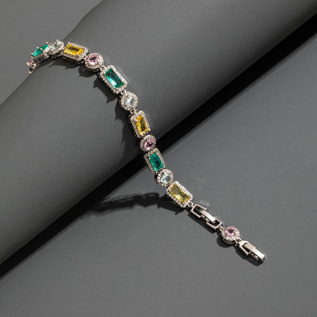 Adjustable Color Zircon Bracelet, Women'S Full Diamond Color Bracelet, Micro-Inlaid Zircon.