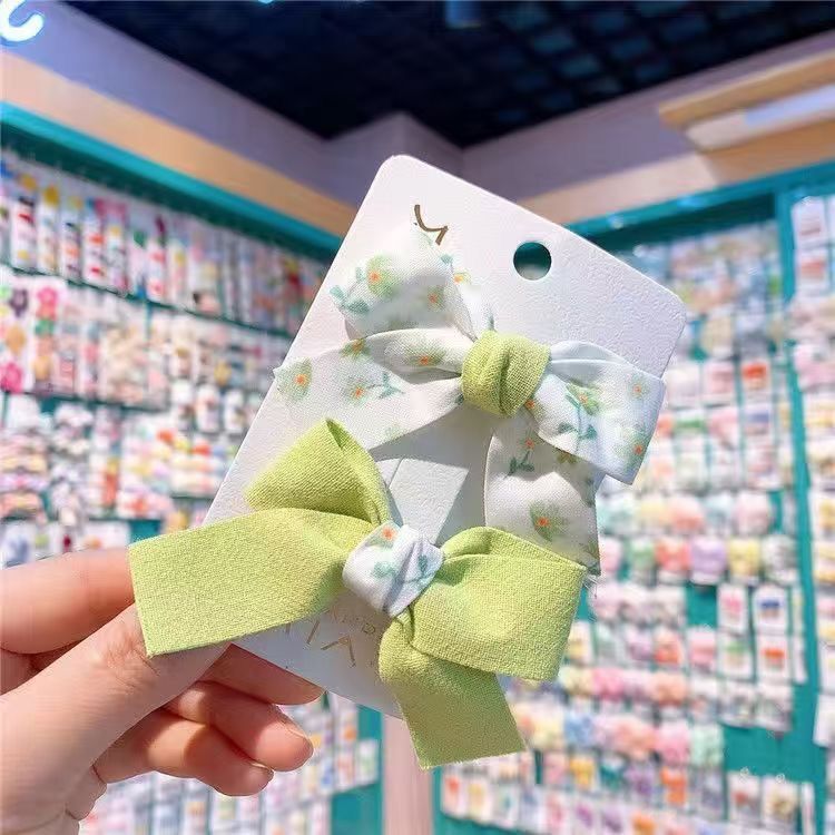 Children'S Bow Clip Spring Floral Hairpin Sweet Girl Princess Hair Accessories Baby Side Bangs Clip