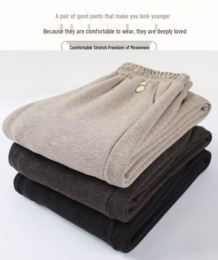 2025 Autumn/Winter Wool Blend High-Waisted Wide-Leg Pants for Middle-Aged & Elderly Women - Comfy, Stylish, Warm.