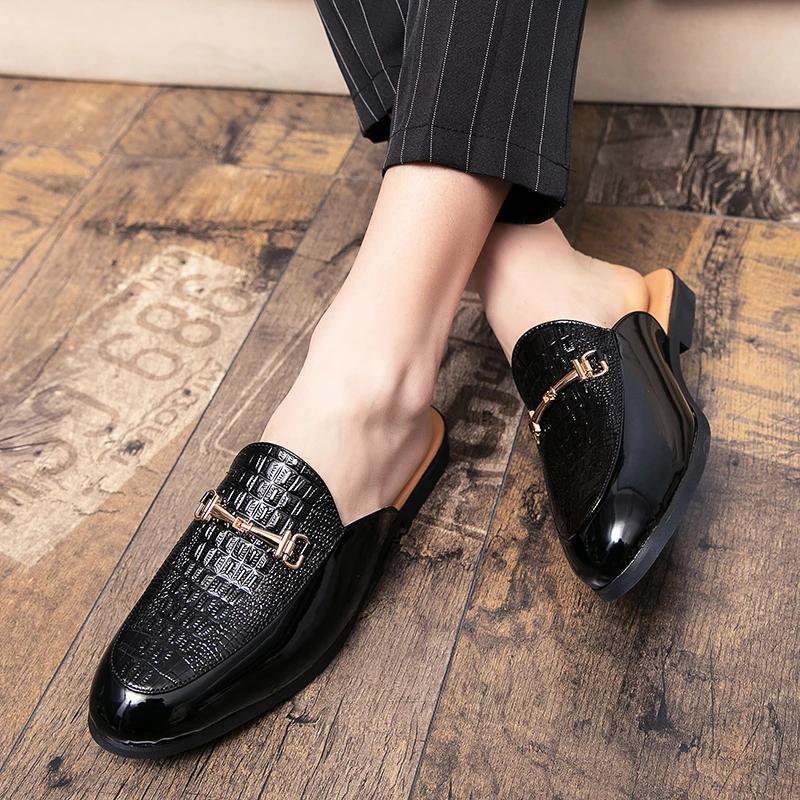 Designer Summer Men's Semi-slip Sandals, Men's Casual Fashion, Leather Semi-shoes, Men's Loafers, Slip-on Flats, Driving Shoes