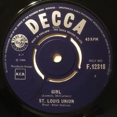 7inch Record ST. LOUIS UNION - Girl F12318 Decca 1966 UK Soul/Funk Used