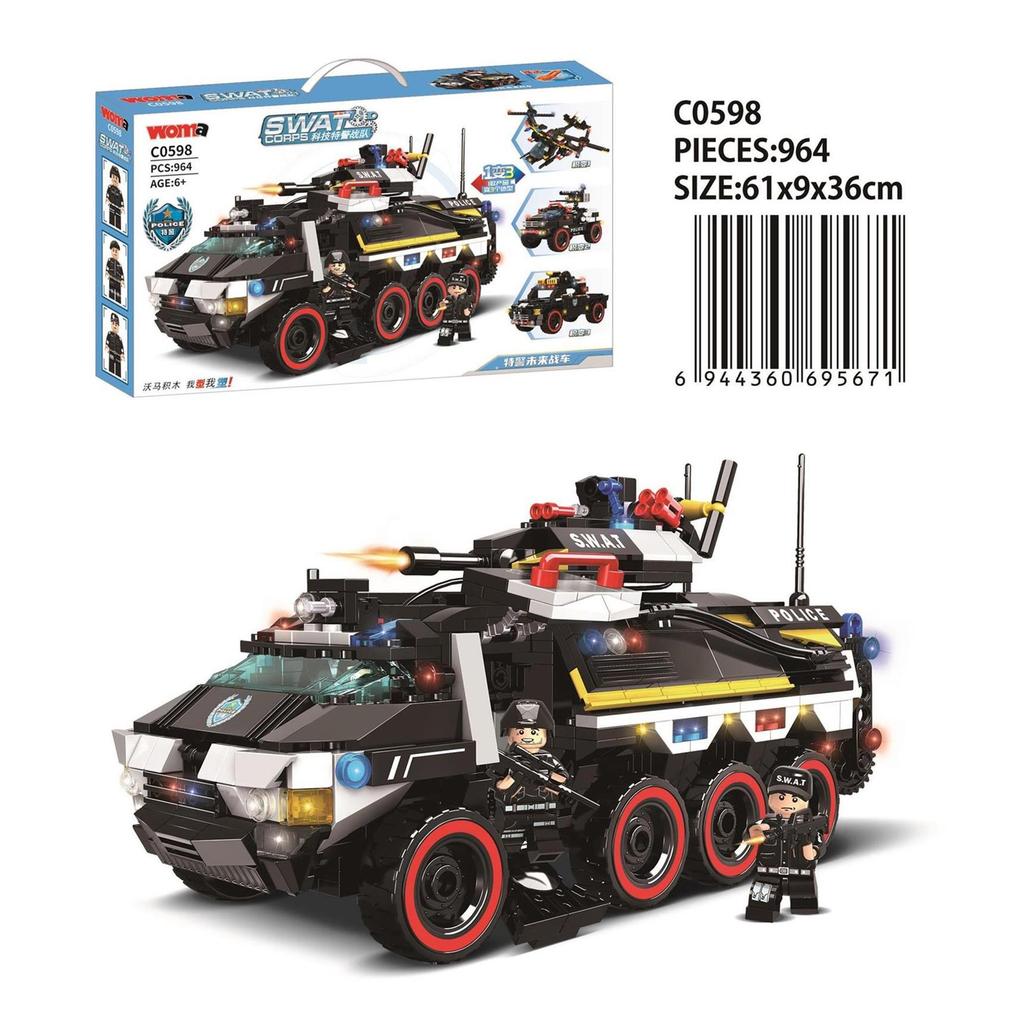 Tech Swat Team Thunder Heavy Armed Carrier Assembles Model Boy Patchwork Building Block Toy