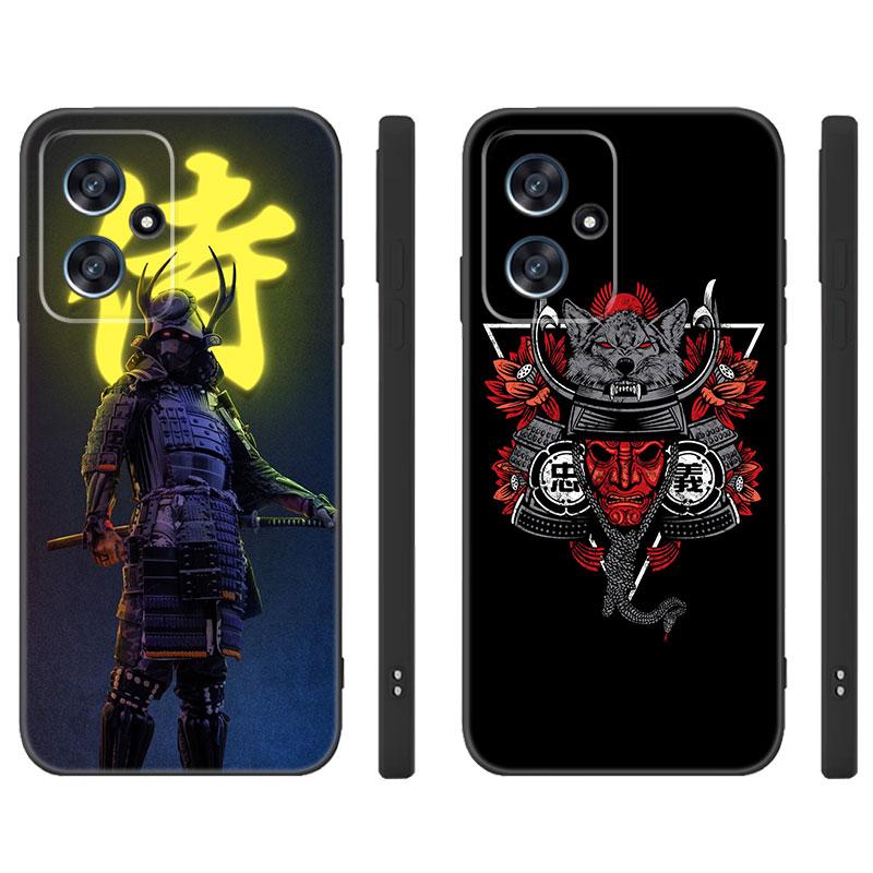 Japanese Samurai Art Black Silicone Phone Case For Xiaomi POCO X3 X4 NFC F3 F4 GT F5 M3 M4 M6 X5 X6 Pro 5G C55 C65 M5
