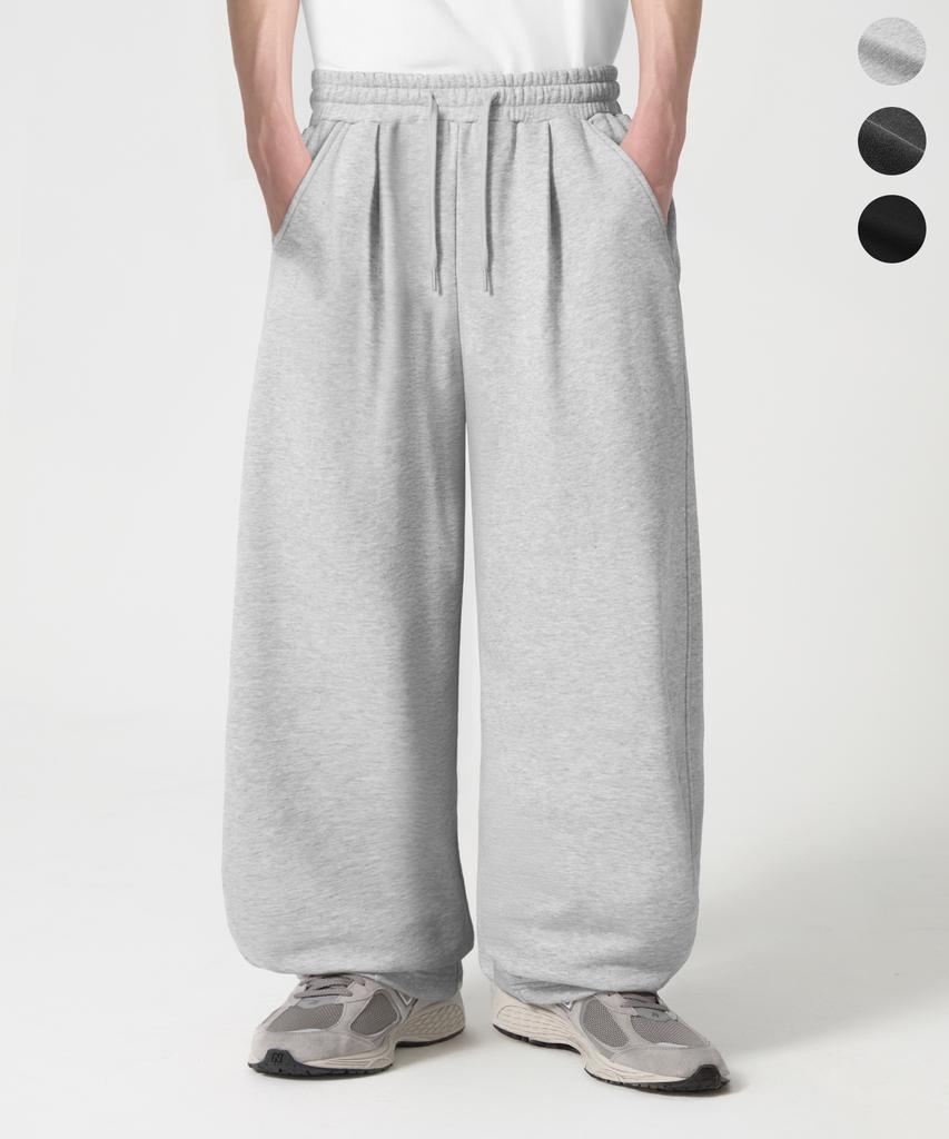 TRILLION One-Pleat Curved Side-Pleat Sweatpants_3Color