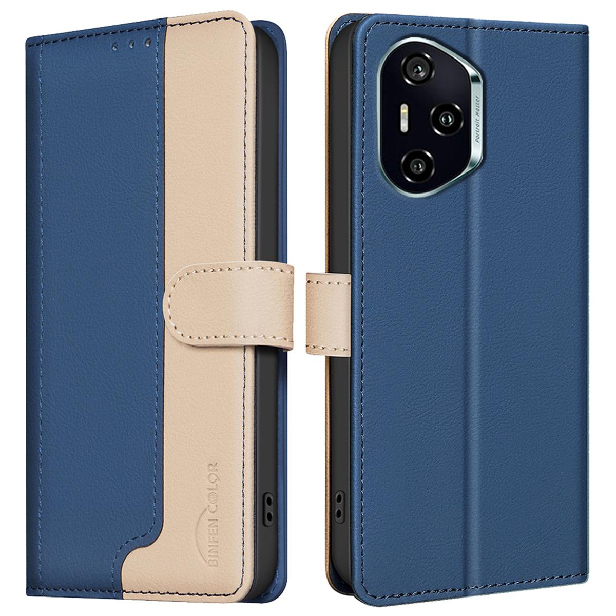 

BINFEN COLOR BF33 for Honor 300 Pro/300 Ultra Leather Case Splicing Color RFID Blocking Blue