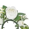 Pillar Candle Ring Artificial Wreath Pillar Candle Holder Greenery Rose Wreath for Easter Table Living Room Party Halloween