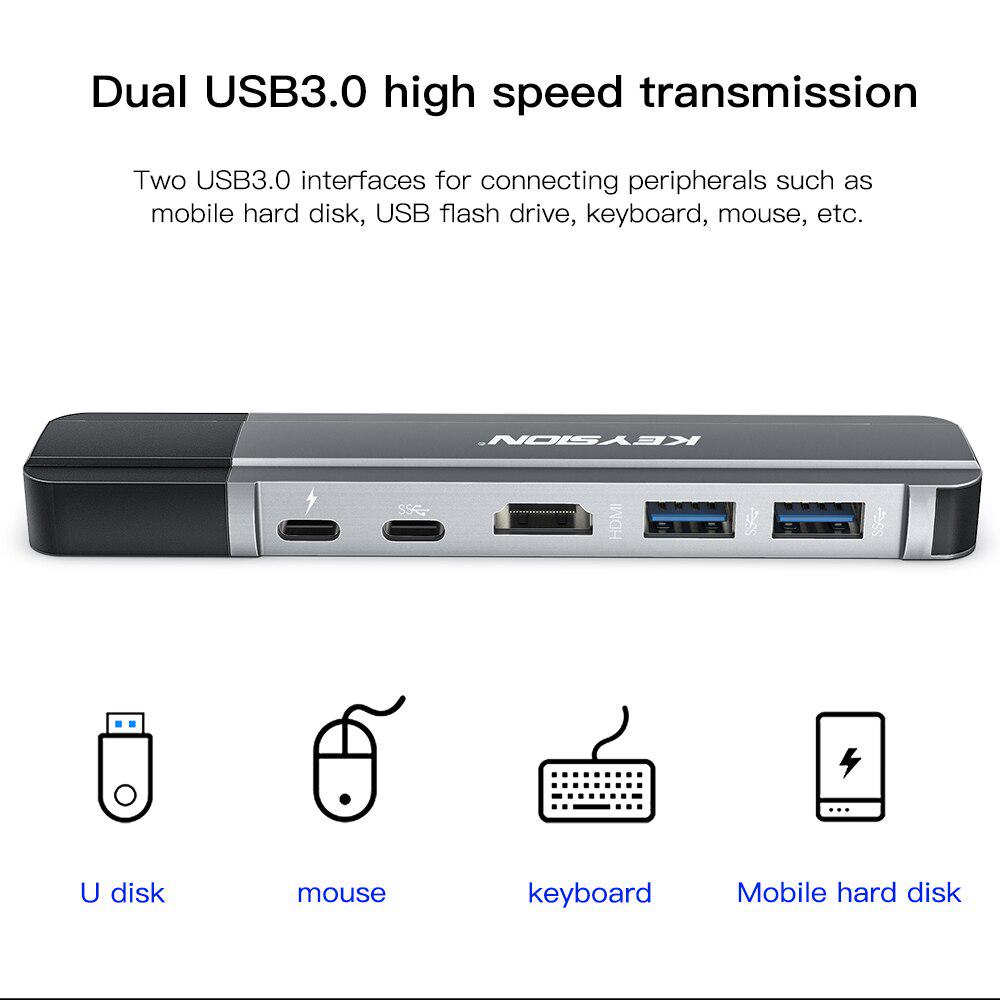 KEYSION USB HUB C HUB to Multi USB 3.0 HDMI Adapter USB Splitter for MacBook Pro Dock Thunderbolt 3