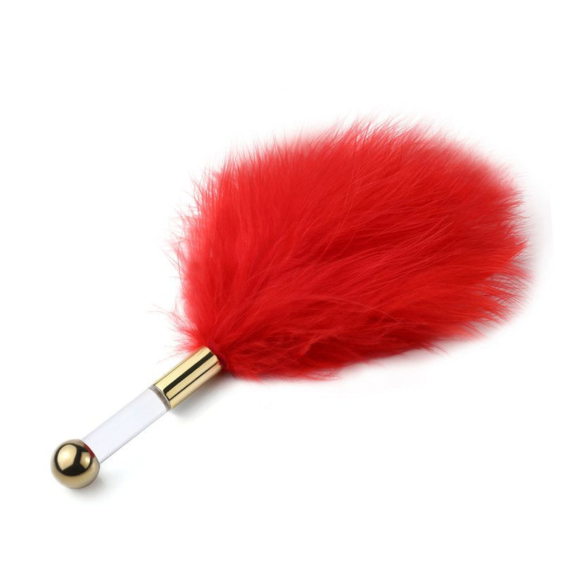 Plumeau Golden Clear 15cm Rouge - SM Fantasy - Fouets, Cravaches & Plumeaux