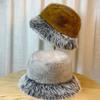 Plush Hat for Women In Autumn and Winter Cold Protection Ear Protection Face Showing Small Basin Hat Furry Fisherman Hat
