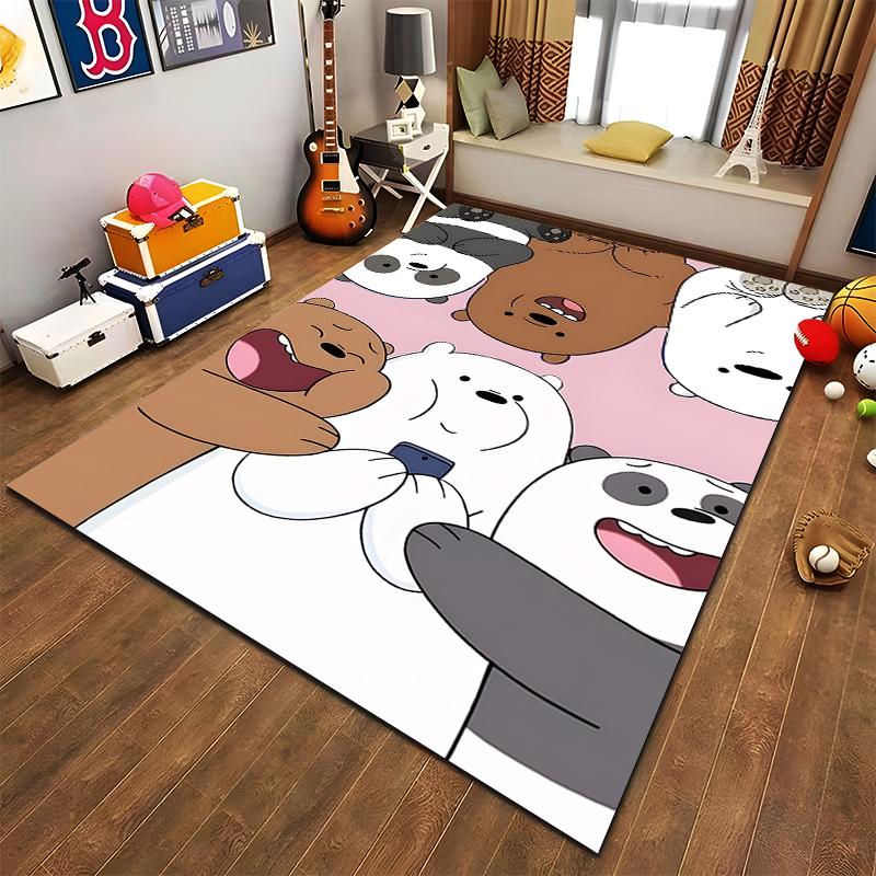 Cartoon Bear Pattern Area Rug with Pink Background for Living Room Suitable for Use As an Anti-slip for Living Room Bedroom Sofas