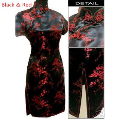 Kurzer Cheongsam für Damen im traditionellen chinesischen Stil mit bedrucktem Brokat, schlanke Größe S-5XL