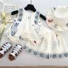 Girls Summer Sleeveless Top And Hollow Out Bow Shorts Set Thin Cute Two Piece Outfit For Baby Toddler Kids Clothing