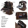 Men's Large Genuine Leather Crazy Horse Backpack - High-Capacity, Business Casual