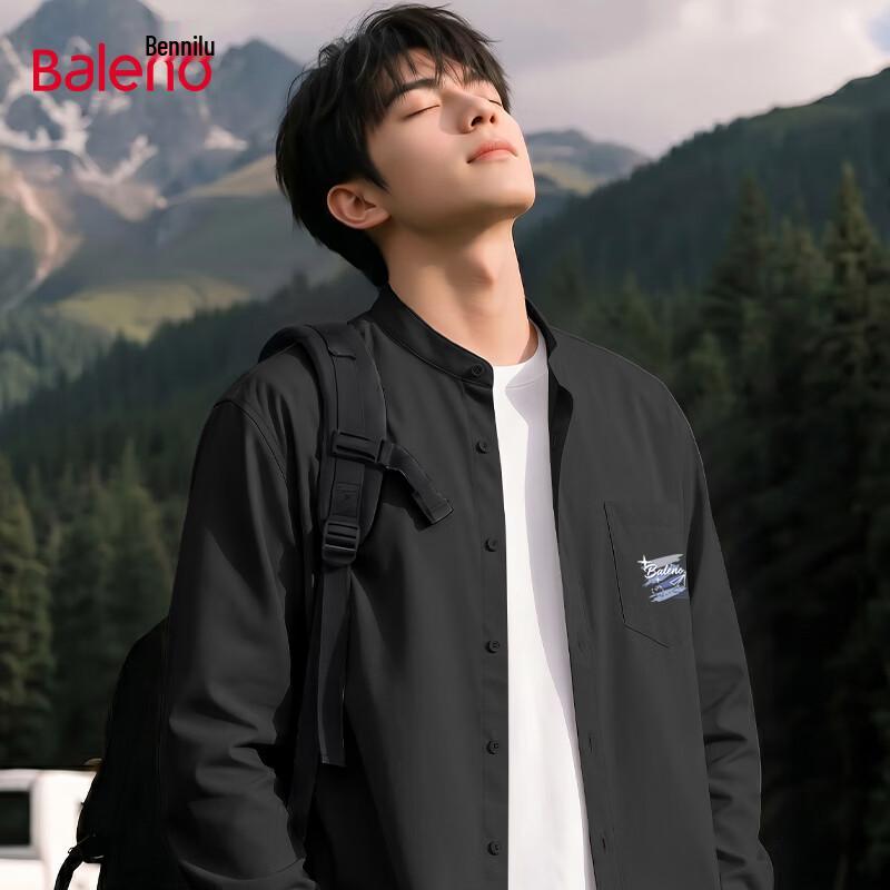 Baleno Men s 2026 Henley Collar Loose Fit Long-Sleeve Shirt 2XL