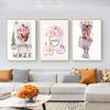 Pink Fashion Girl Flower Print Perfume Women Luxury Books Decorative Paintings Canvas Wall Art Pictures Nordic Room Decorations