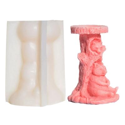3D Bear Candle Molds Tree Cave Bear Silicone Mould Plaster Molds Scented Candle Molds for Chocolate Fondant Decorations