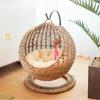 Cat Nest Hand Made Wicker Bed Basket Swing Pet House Nest for Small Dog Cat with Cushion Home Decoration Winter Season Universal