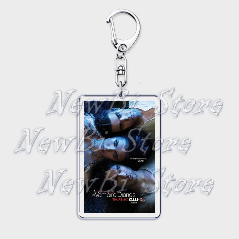 TVD The Vampire Diaries Keychain for Accessories Bag Damon Stefan Salvatore Elena Gilbert Key Chain Keyring Jewelry Fans Gifts