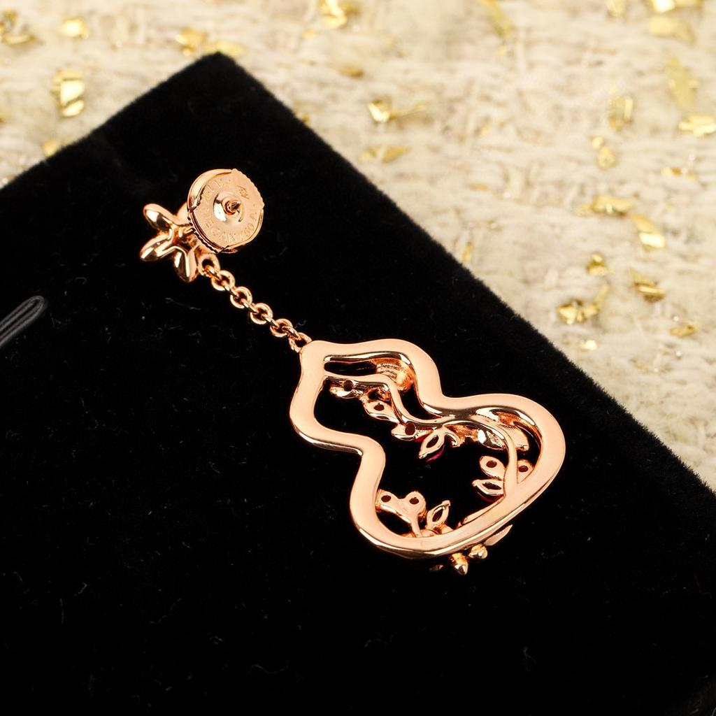 New Hot Brand Vintage Earrings for Women Luxury Jewelry Full Diamond Gourd Designer Eardrop Pure 925 Sliver Lady Party Earrings
