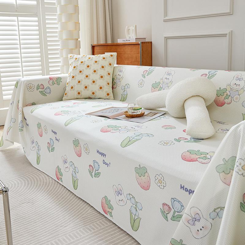 Eisseide Sofabezug Stoff Sommer Sommer Cartoon Niedlich Sofa Handtuch All-Inclusive Universal Leder Sofabezug Vollbezug Decke