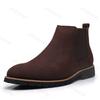 Fashion Men's Ankle Boot New Leather Men's Chelsea Boots Men Shoes Casual Black Sleeve Boots Outdoor High Top Wedding Male Shoes