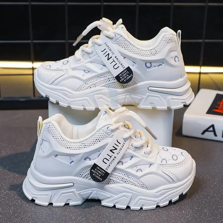 

Children s Casual Shoes Spring Style Net Breathable Non-slip Running Shoes For Boys And Girls Comfortable Outdoor Footwear 37 бежевий