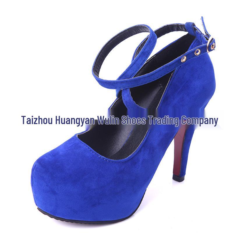 2024 Spring/Fall Suede Platform Heels: European/American Plus-Size Fashion, Lace-Up, Thick Sole Women's Shoes