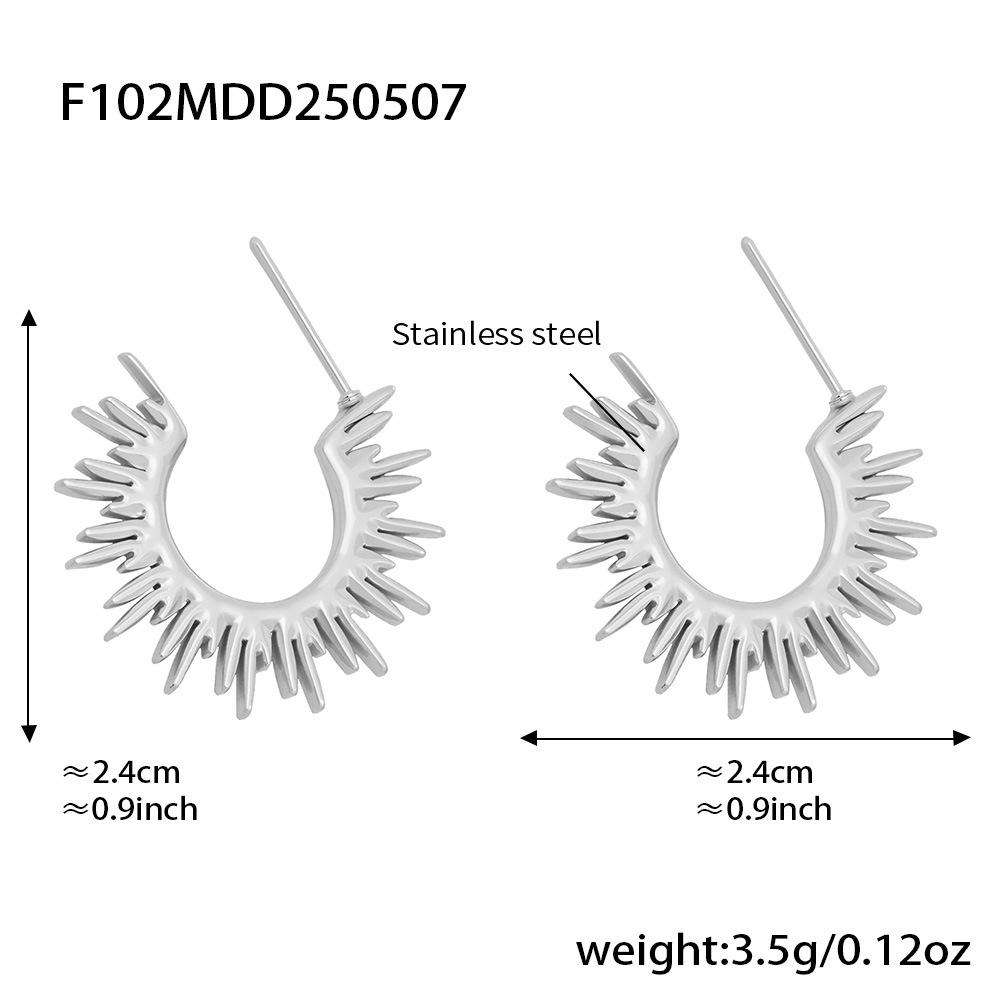 Qiong Yao Golden Sunflower C-shaped 18k Gold-Plated Stainless Steel Earrings