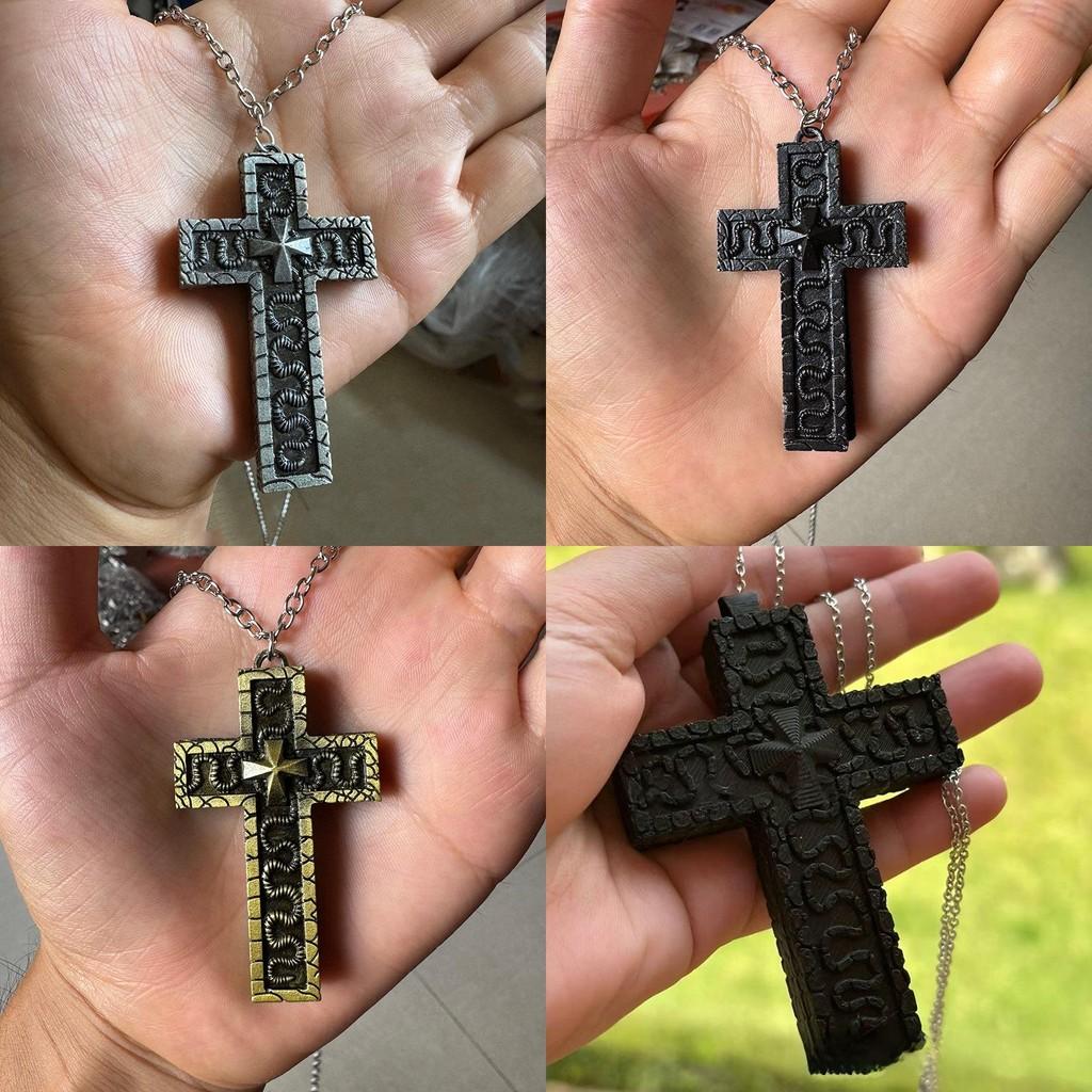 Retro Pendant Cross Necklace Double Layer Geometric Alloy Fashion Jewelry Women