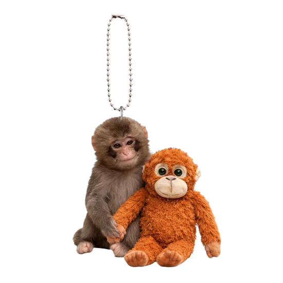 Monkey Keychain 2D Acrylic Cute Monkey Holding Plush Toy Hanging Pendant for Backpack Purse Car Keys Aceessory