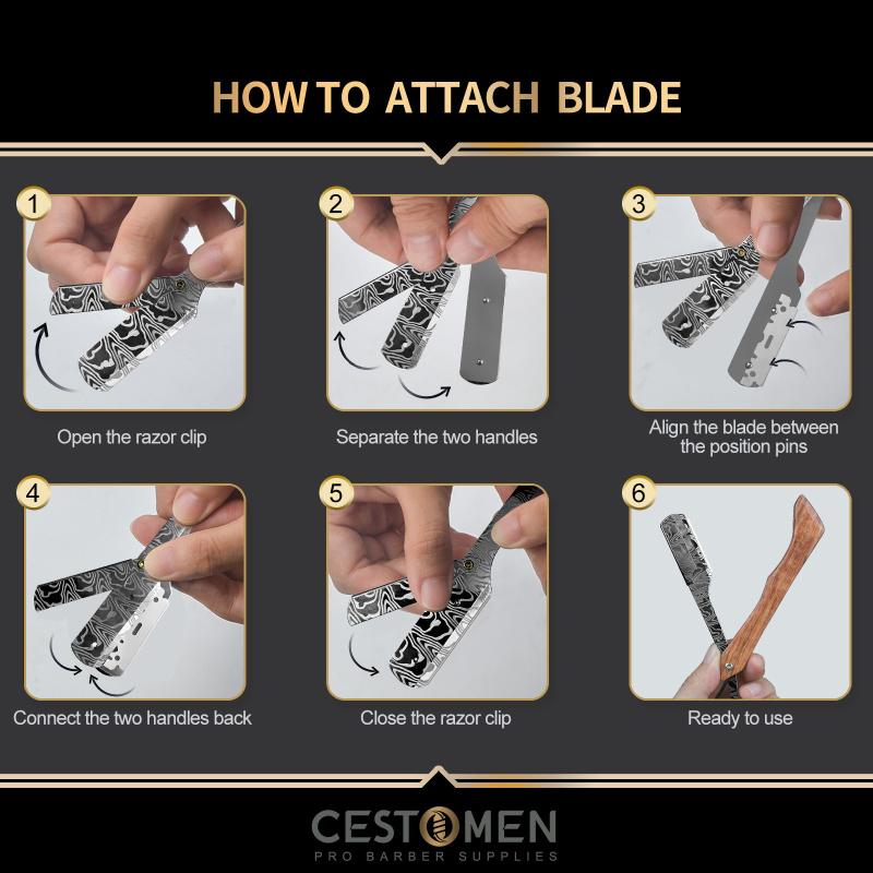 CESTOMEN Barber Classic Shaving Razor Blade Holder Men Wooden Handle Straight Edge Barber Razor Holder Folding Shaving Razor