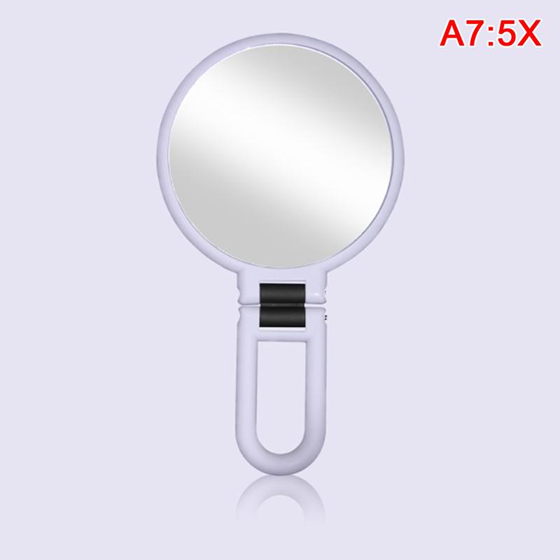 Beauty Double-Sided Mirror Magnifying Round Mirror Makeup Mirror Folding Portable Mirror Handle Mirror