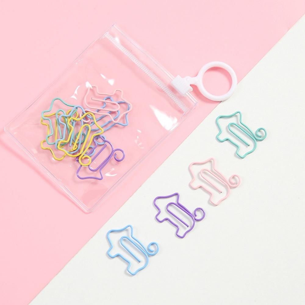 10Pcs Creative Metal Paperclips a Pack Student Candy Color Bookmark Clip Student Stationery School Office Supplies