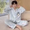Boys Cotton Pajama Set Long Sleeve Open Front Cartoon Print Home Wear Kids Teens