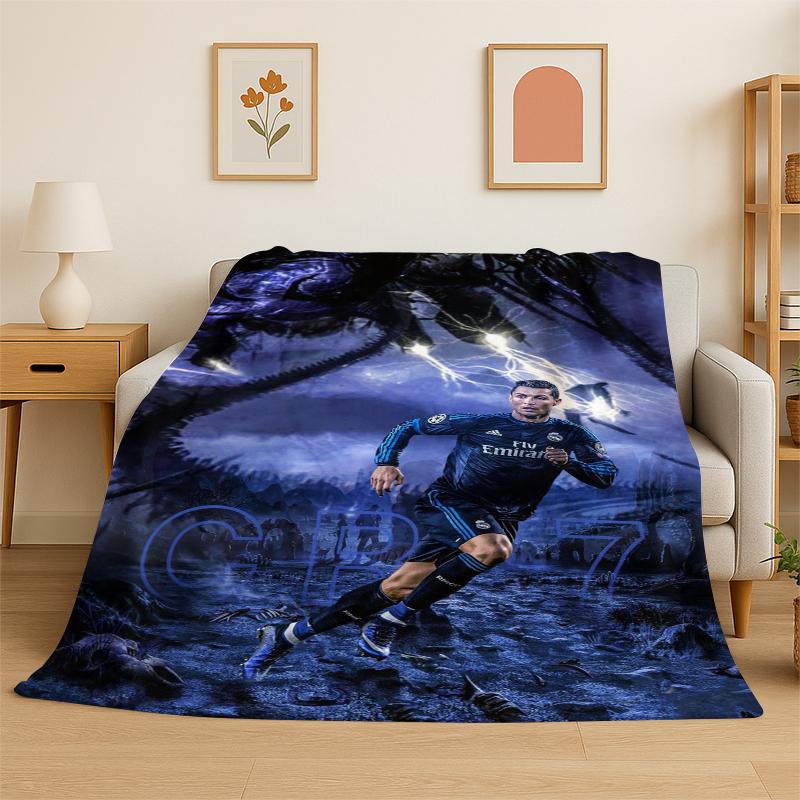 CR12 Goat R-Ronaldo Football Star Flannel Blanket Soft Warm Throw Blanket for Bedroom Living Room Bed Travel Camping Picnic Kid