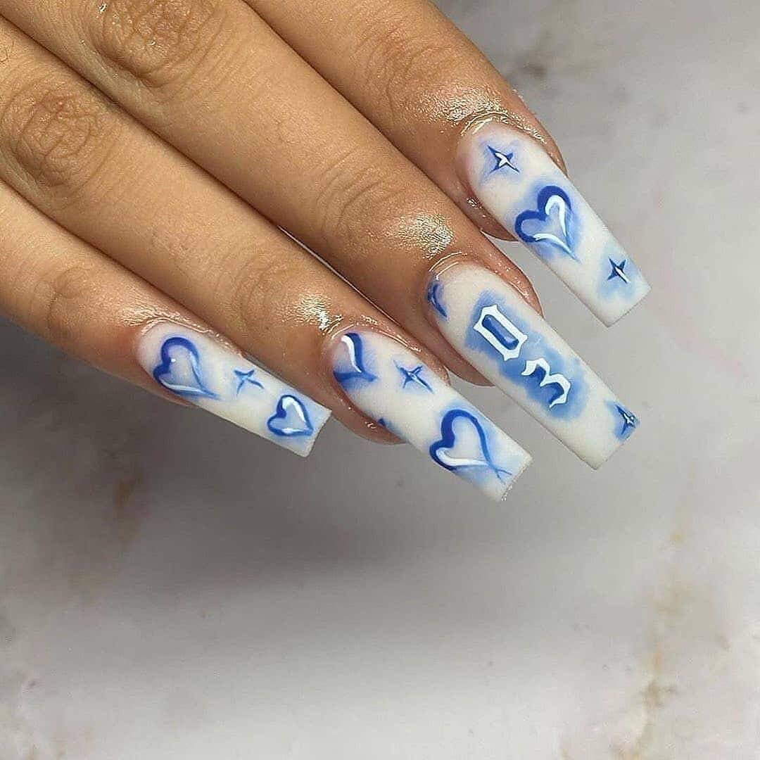 Smudge nail patch peach heart wearing nail Spice girl style nail press on nails wearing nail art