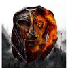 Lion Cat Fierce Animal Print Men's T-shirt Fashion Long Sleeve T-shirt Casual Round Neck Street Top Loose Pullover Autumn