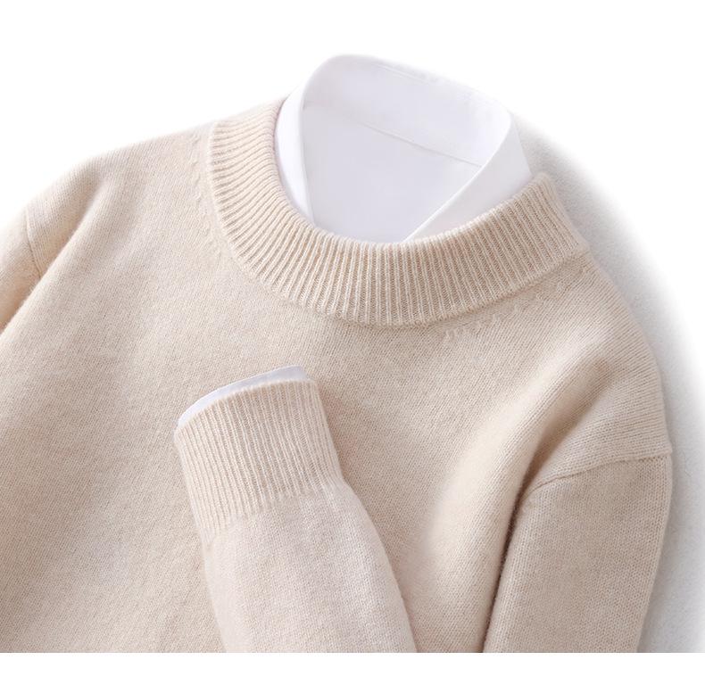 2025 Men's Pure Wool Half-High Neck Pullover Sweater - Warm Fashionable Knitwear for Young Adults