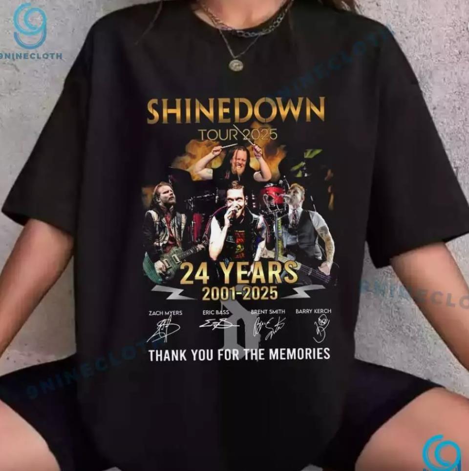 Shinedown 2025 Tour Shirt  24 Years Anniversary 2001-2025 Tee  Unisex Gift Tee Unisex T-Shirt XXL