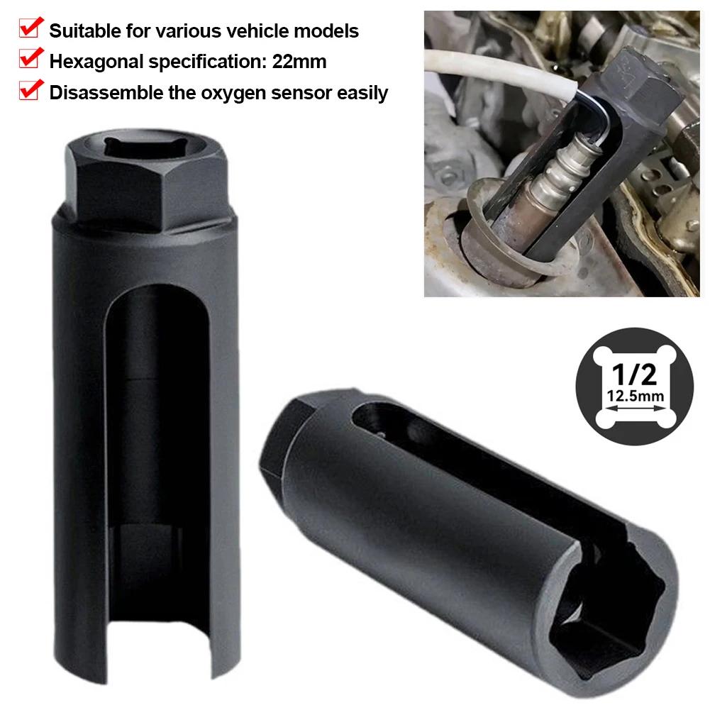 22mm kyslíková kyslíková vakuová lambda sonda, demontážní objímka, černá, úzká ústí, sada autonářadí, 1/2" pohon, 8mm drážka, CR-V ocel